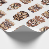 木目模様のトライバルティキマスク ラッピングペーパー (角)