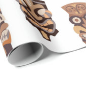 木目模様のトライバルティキマスク ラッピングペーパー (ロールコーナー)