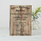 木目模様の写真 ユコン 誕生日招待状 招待状 (スタンド正面)