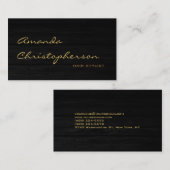 木目模様スクリプト美容師名刺 名刺 (正面/裏面)