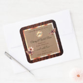 木目樹皮製品ラベルButterfiesロゴ スクエアシール (封筒)