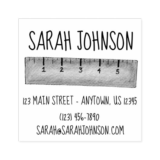 木目物差し測定スティックスクール先生 ラバースタンプ (インプリント)