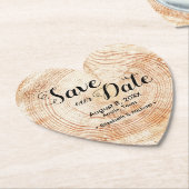 木目秋の結婚式素朴救の日付 ペーパーコースター (アングル)