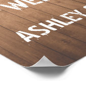 木目糸ライト歓迎結婚のサイン ポスター (角)