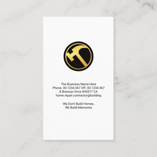 木目素晴らしクリエイティブハンマーのアイコン 名刺 (裏面)