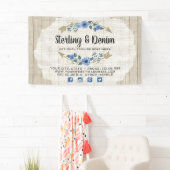 木目素朴とボヘミアの水色フローラ矢印 横断幕 (インサイチュ)