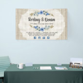 木目素朴とボヘミアの水色フローラ矢印 横断幕 (トレードショー)