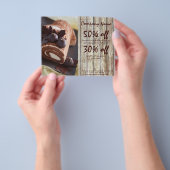 木目素朴なデザートチョコレートケーキベーカリー チラシ (手)