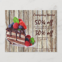 木目素朴なデザートチョコレートケーキベーカリー チラシ