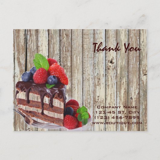 木目素朴なデザートチョコレートケーキベーカリー ポストカード (正面)