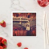 木目素朴アンティーク黄銅ロックブラウン スタンダードカクテルナプキン (インサイチュ)