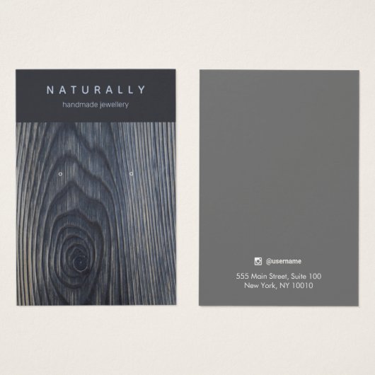 木目素朴イヤリングジュエリー表示カード (正面&裏面)