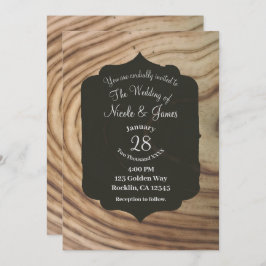 木目素朴オリブミニマルエレガントな結婚式 招待状