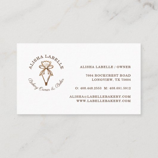 木目素朴スタイルベーカリーペストリーロゴ 名刺 (裏面)