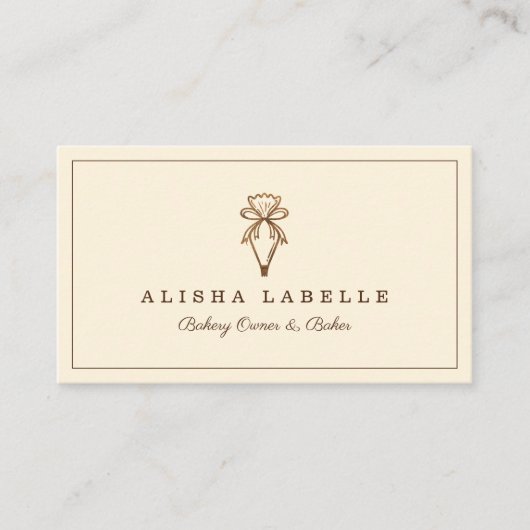木目素朴スタイルベーカリーペストリーロゴ 名刺 (正面)