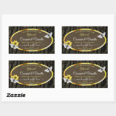 木目素朴ダークブラウン金ゴールド製品ラベル 長方形シール (シート)