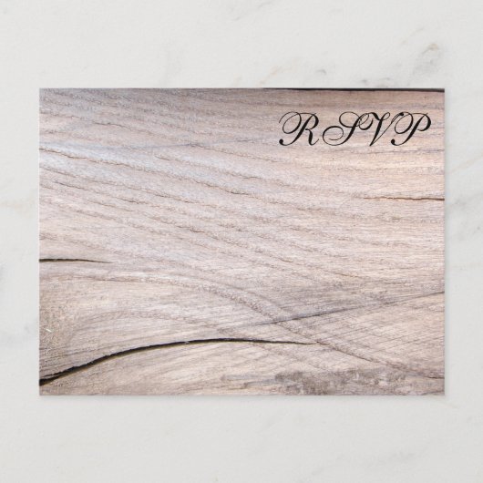 木目素朴デザイン結婚式RSVPポストカード インビテーションポストカード (正面)