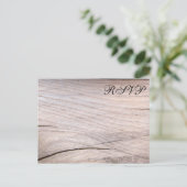 木目素朴デザイン結婚式RSVPポストカード インビテーションポストカード (スタンド正面)