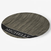 木目素朴パターン+名前をカスタムする紙プレート ペーパープレート (アングル)