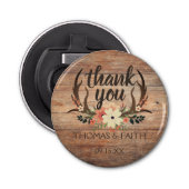 木目素朴フローラアントラー結婚ズ・サンキュー 栓抜き (正面)