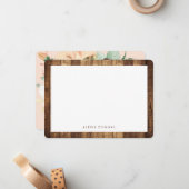 木目素朴フローラパーソナライズされた文具 ノートカード (正面/裏面インサイチュ)