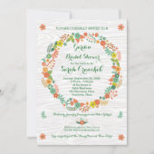 木目素朴フローラリースブライダルシャワー 招待状 (正面)