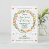 木目素朴フローラリースブライダルシャワー 招待状 (スタンド正面)