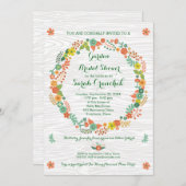 木目素朴フローラリースブライダルシャワー 招待状 (正面/裏面)