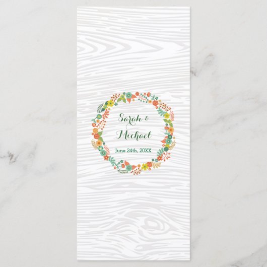 木目素朴フローラリース結婚のメニュー メニュー (裏面)