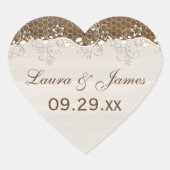 木目素朴フローラレース結婚式の引き出物シール ハートシール (正面)