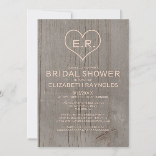 木目素朴ブライダルシャワー招待状 招待状 (正面)