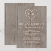 木目素朴ブライダルシャワー招待状 招待状 (正面/裏面)