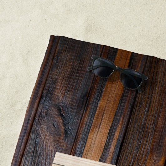 木目素朴モノグラム長方形 ビーチタオル (インサイチュ)