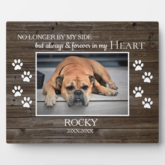 木目素朴家族ペット写真記念銘板 フォトプラーク (正面)