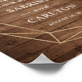 木目素朴幾何赤面フローラ結婚サイン ポスター (角)