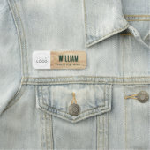 木目素朴従業員の会社ロゴ緑ID 名札 (インサイチュ)