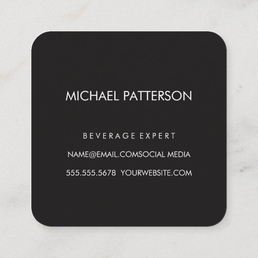 木目素朴方形要素 |ビールアイコン スクエア名刺 (裏面)