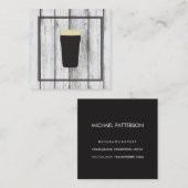 木目素朴方形要素 |ビール専門家 スクエア名刺 (正面/裏面)