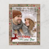 木目素朴柄の季節の挨拶 ポストカード (正面)