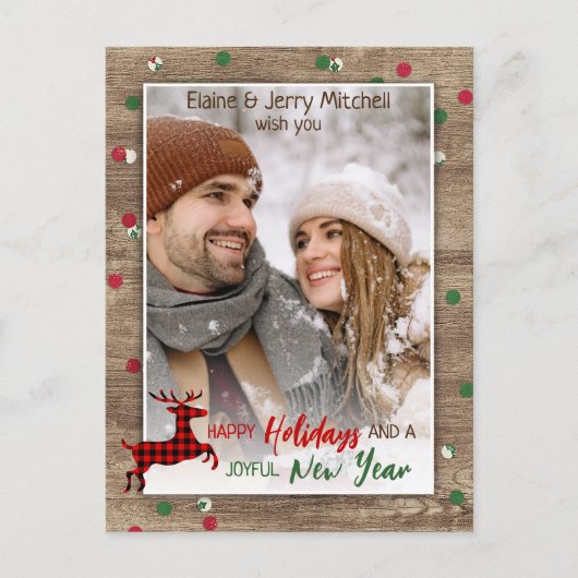 木目素朴柄の季節の挨拶 ポストカード (正面)