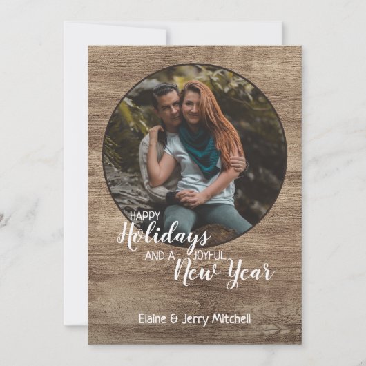 木目素朴柄シーズンホリデーグリーティング シーズンカード (正面)