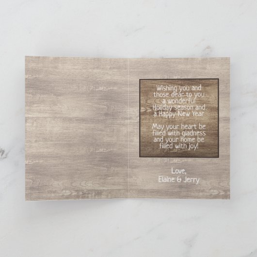 木目素朴柄シーズンホリデーグリーティング シーズンカード (内部)
