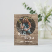 木目素朴柄シーズンホリデーグリーティング ポストカード (スタンド正面)