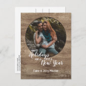 木目素朴柄シーズンホリデーグリーティング ポストカード (正面/裏面)