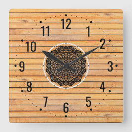 木目素朴模様デコーミニマルル – 装飾 スクエア壁時計