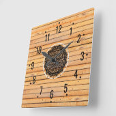 木目素朴模様デコーミニマルル – 装飾 スクエア壁時計 (傾斜)