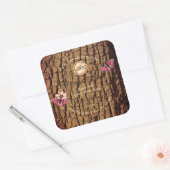 木目素朴樹皮製品ラベルのロゴ スクエアシール (封筒)