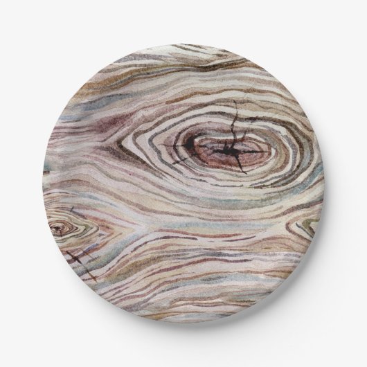 木目素朴水カラーカントリーウェディングパーティー ペーパープレート (正面)