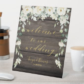 木目素朴白フローラ金ゴールド書ファンシー道 台座サイン (インサイチュ)