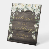 木目素朴白フローラ金ゴールド書ファンシー道 台座サイン (正面)